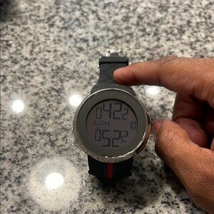 Gucci I-Gucci Black and Silver Smartwatch with Touchscreen Display